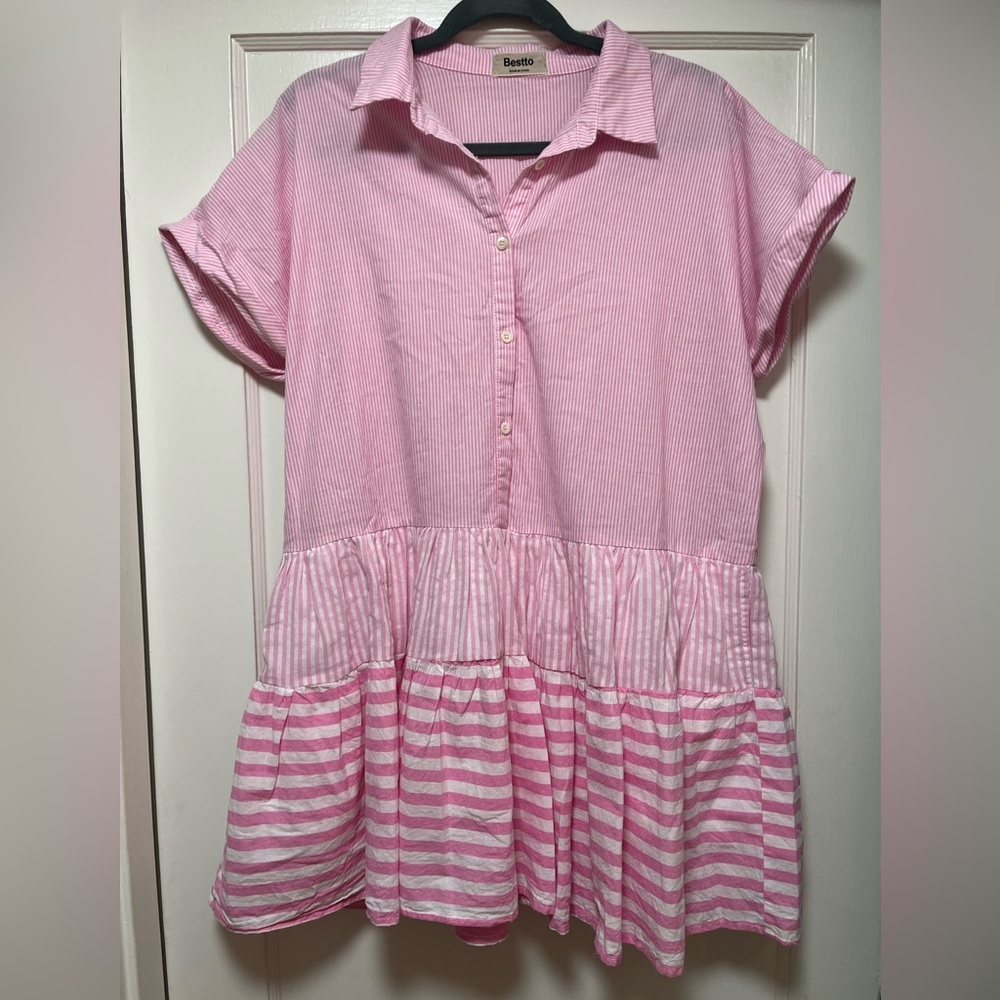 Pink Striped Mini Dress
